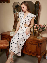 Polka Dot Print Crop Top And Skirt Set With Knot Detail For Summer